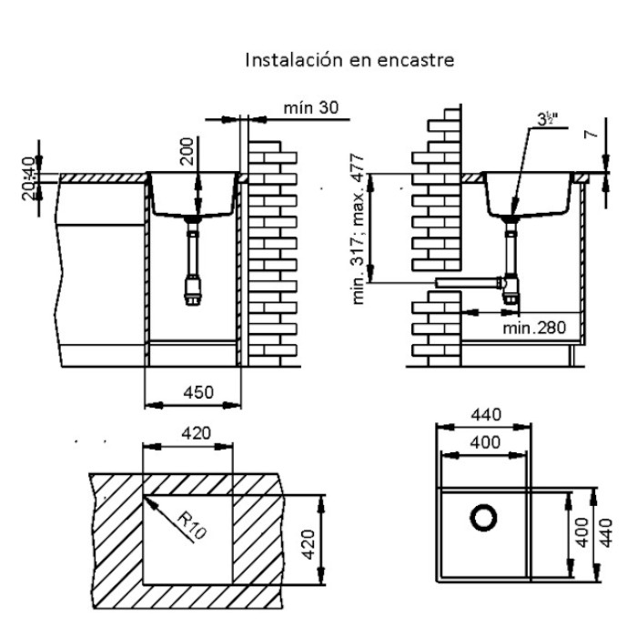 Fregadero stkz zentia BEE 4040 blanco 3