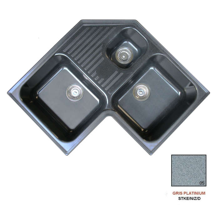 Fregadero stkz zentia 3c esquina gris platinium