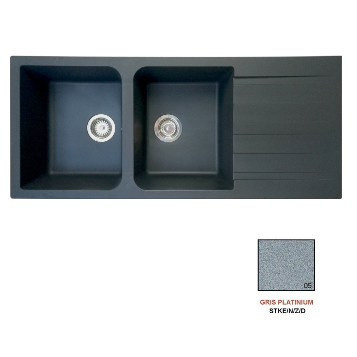 Fregadero stks sierra 2C1E gris platinium