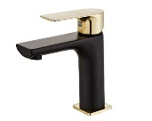 MONOMANDO DE LAVABO ALTO NEGRO-DORADO SERIE NOBRE