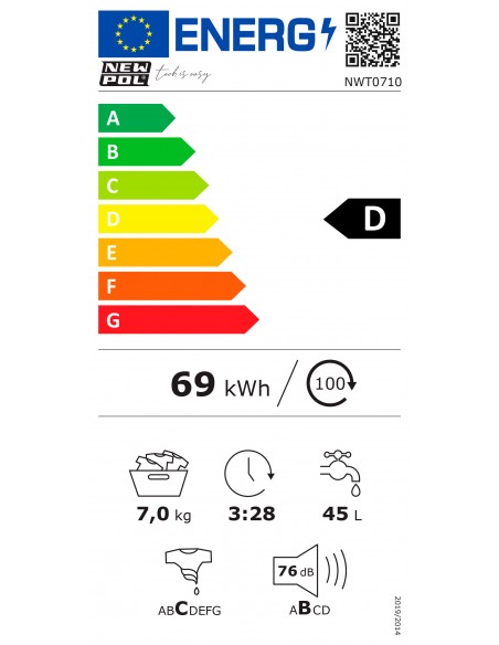 Lavadora  7Kg, 1000 rpm, D, ANTIALÉRGICA, Black di 6