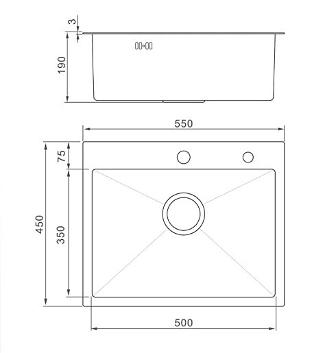 FREGADERO 55X45 INOX REF. PADUA 4