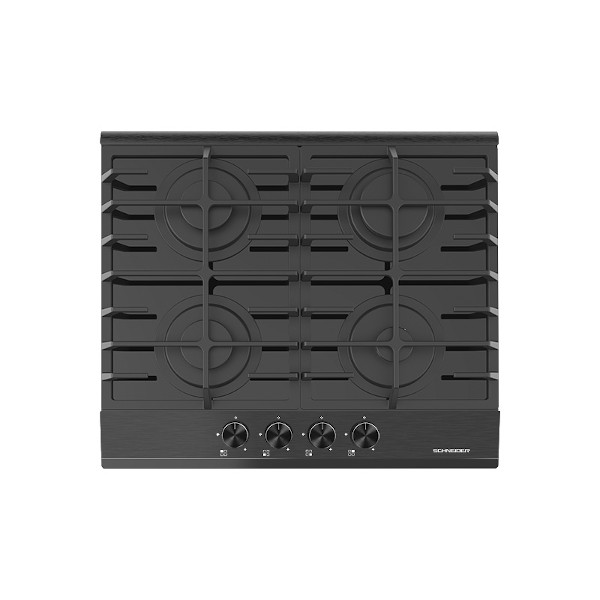 SCHNEIDER PLACA CRISTALGAS 4 FUEGOS NEGRA 4