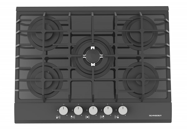 SCHNEIDER PLACA CRISTALGAS NEGRA 5 FUEGOS