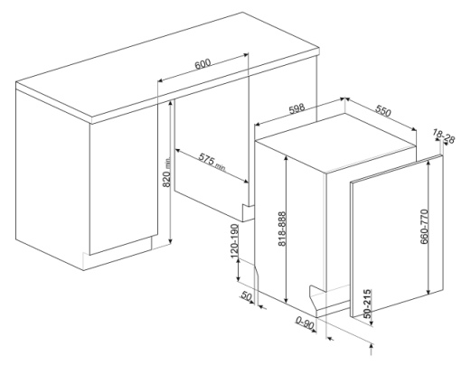 Lavavajillas Integración 60cm SMEG STL323BL  Clase B 13 cubiertos 11 programas Plata 6