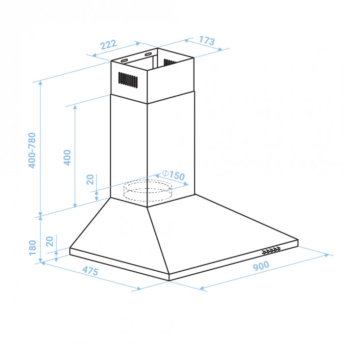 UB CAMPANA PIRAMIDAL INOX 90CM 2
