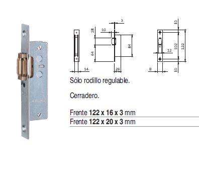 CERRADURA ISEO SOLO RODILLO FRENTE  20 mm