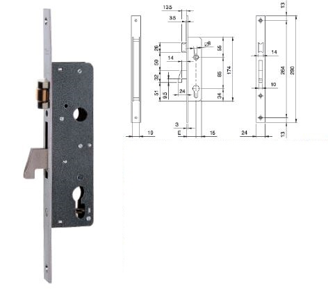 CERRADURA ISEO ELECTA RODILLO/GANCHO E25 FRE.I