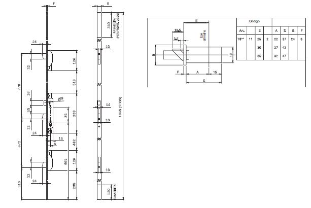 CERRADURA ISEO 3 PTOS. RESB/PAL FRET."u" E-35