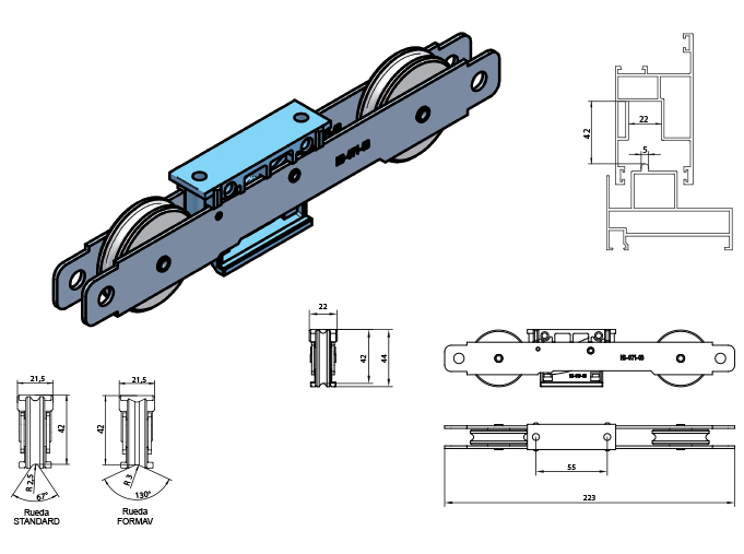 CARRO CORREDERA LINEA ELEVABLE 2ªHOJA