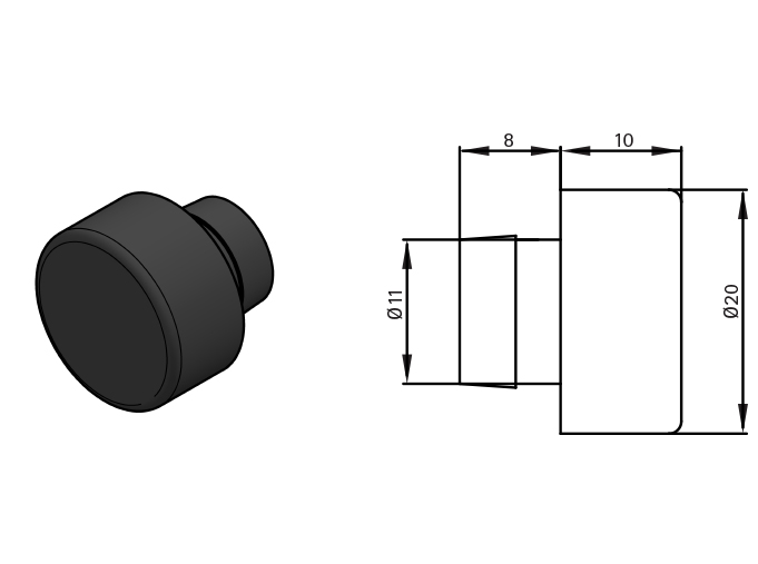 AMORTIGUADOR TOPE ELEVABLE NEGRO