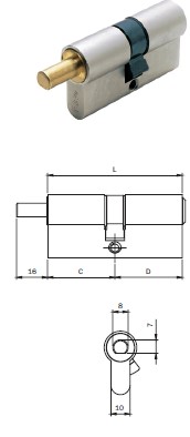 BOMBILLO ISEO R9 PLUS 35X35 NIQUEL VARILLA P/POMO