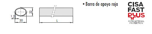 BARRA ANTIPANICO OVAL L=900MM GRIS