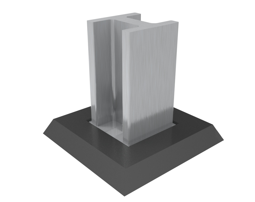 BASE ALUMINIO 40X40 BRUTO CON TAPA RAL