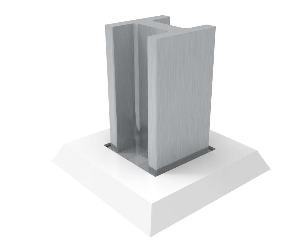 BASE ALUMINIO 40X40 BRUTO CON TAPA BLANCO