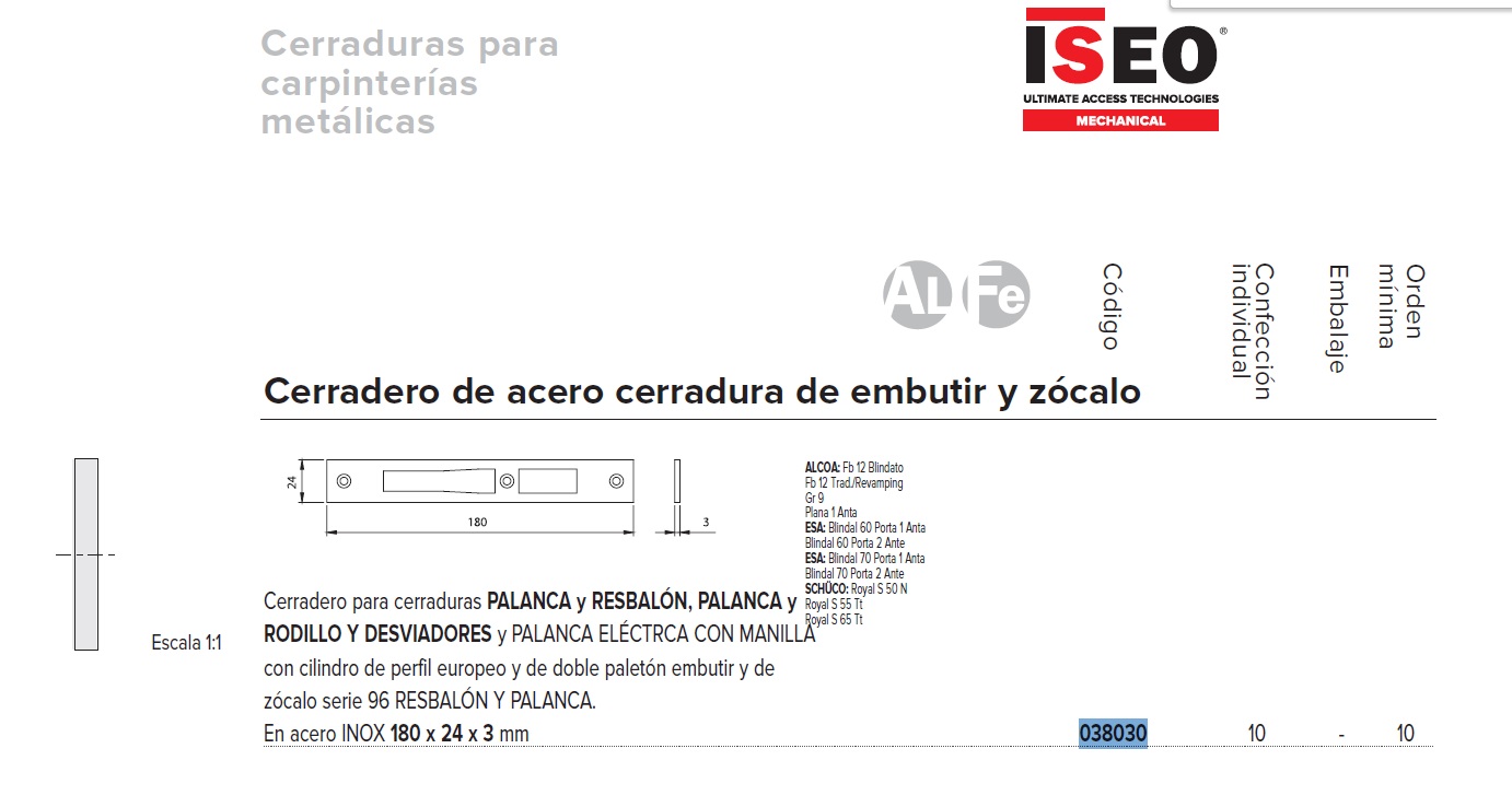 CERRADERO ISEO AC.INOX 038.030 VELOX