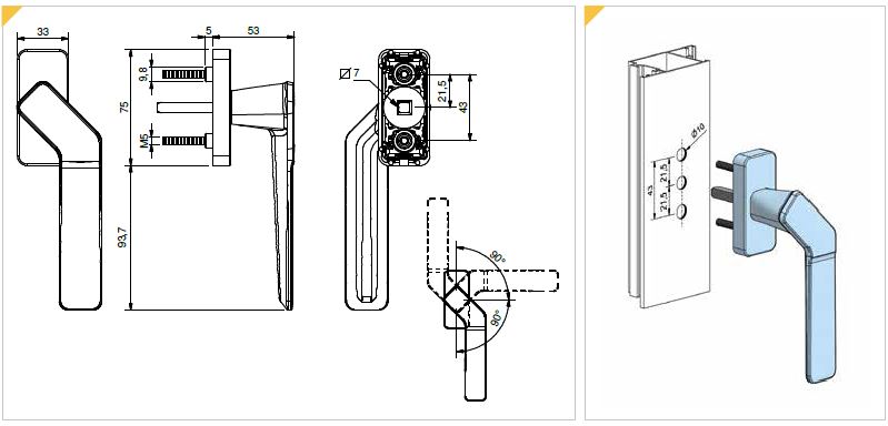 MANILLA ALUALPHA ORIZON 3 POS. INOX IZQ.