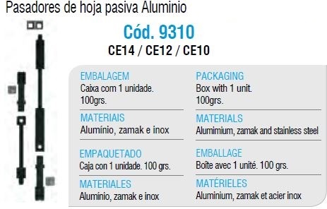 ALUALPHA JGO.PASADORES NYLON HOJA PASIVA REF.9310