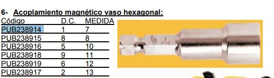 ACOPLAMIENTO TORNILLOS C/HEXAG.11mm MAGNET.