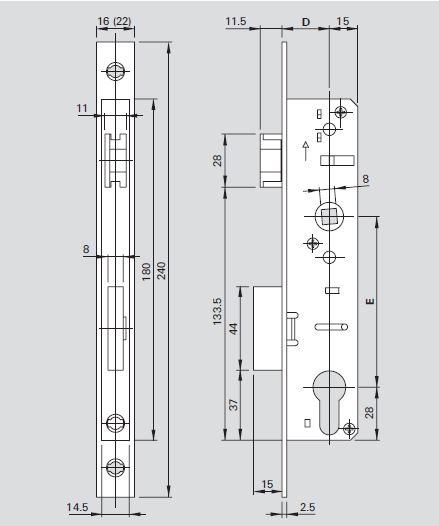 CERRADURA 240MM. 35/92 SIL