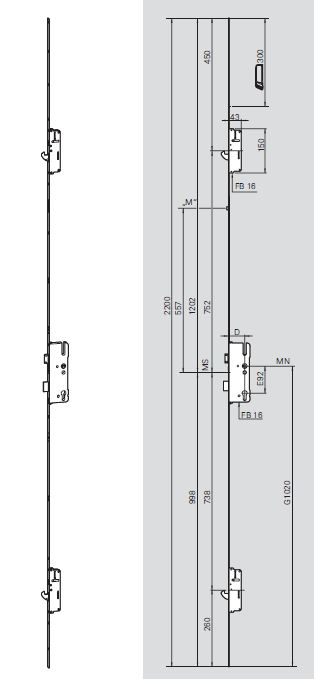CERRADURA C600 2592P8 2200F3x16SIL 2CH 0203