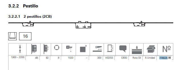 CERRADURA C600 PESTILLO REC 4592P8 2200F3X16SIL2CB