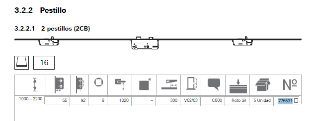CERRADURA C600 5592P8 2200F3X16SIL 2CB 0203