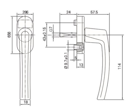 MAN.R-LINE STD.24MM M5X35 NEGRO R06.2M