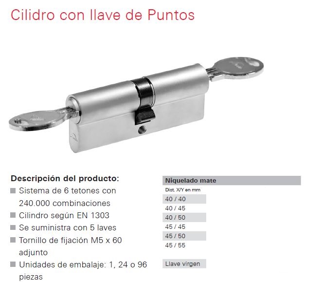 CILINDRO LLAVE PUNTOS S6 50X60 LL-IGUALES
