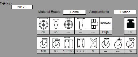 RUEDA CON FRENO MUSIC201/80 FDA GG 30125