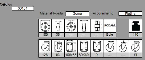 RUEDA CON FRENO MUSIC201/100 FDA GG 30134