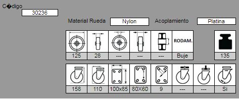 RUEDA CON FRENO MUSIC201/125 FDA NYL 30236