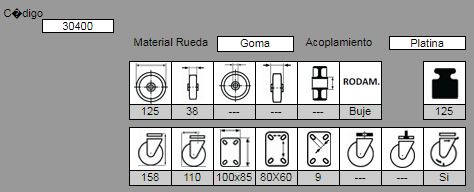 RUEDA CON FRENO MUSIC201/125 FDA GG 30400