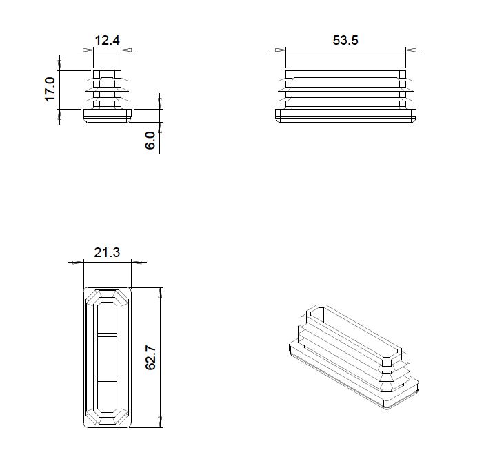 TAPA TUBO 60X20 BLANCO gruesa