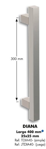 TIRADOR ALUMINIO DIANA ESPECIAL ANOD. PLATA 800MM