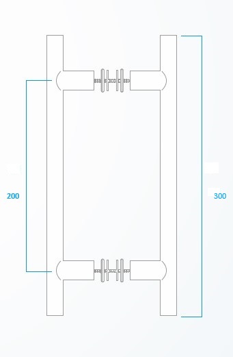 TIRADOR TORREON RECTO 300 Ø25 INOX EJES 200