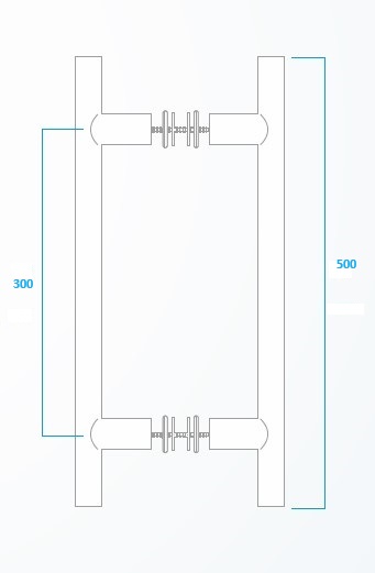 TIRADOR TORREON RECTO 500 Ø25 INOX EJES 300