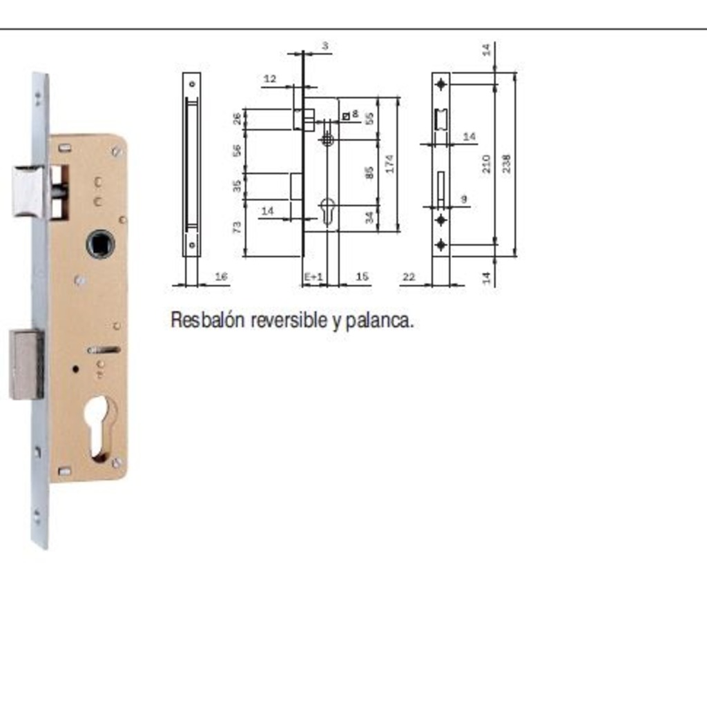 CERRADURA ISEO RESBALON/PALA RECTA E-35  CERRADURA ISEO RESBALON/PALA RECTA E-35