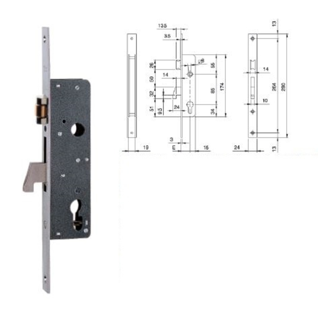 CERRADURA ISEO ELECTA RODILLO Y GANCHO E.30 S/B  CERRADURA ISEO ELECTA RODILLO Y GANCHO E.30 S/B