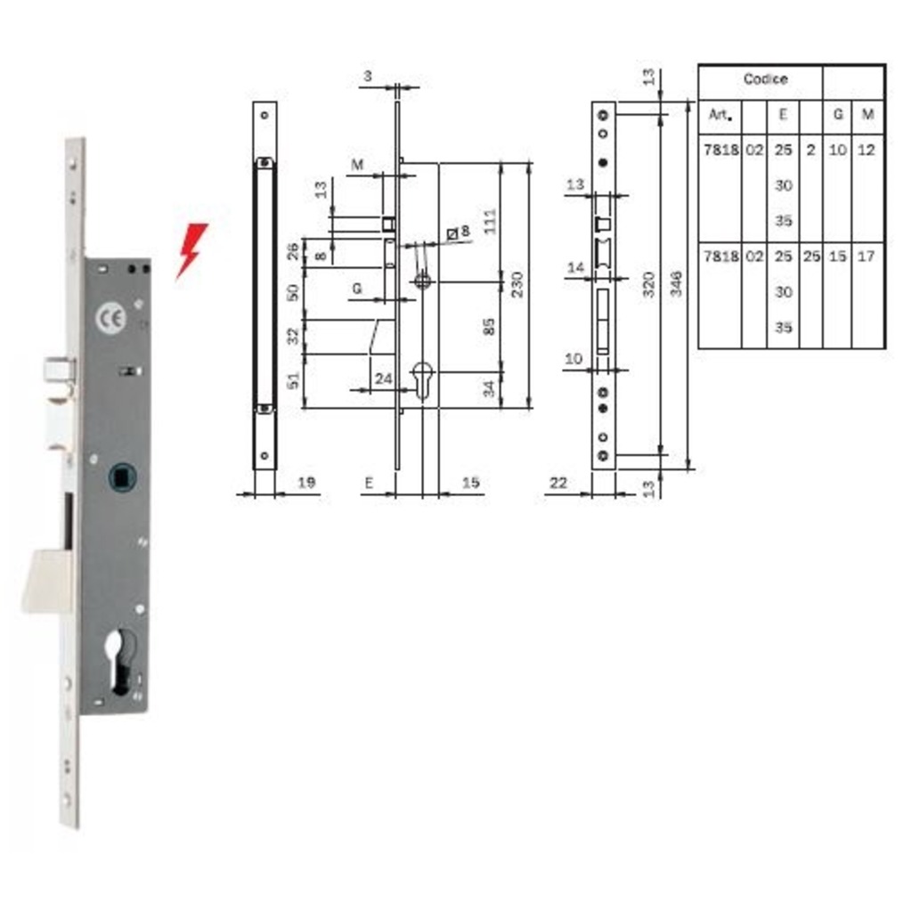CERRADURA ISEO ELECTRICA EM. MANILLA INOX E-25  CERRADURA ISEO ELECTRICA EM. MANILLA INOX E-25