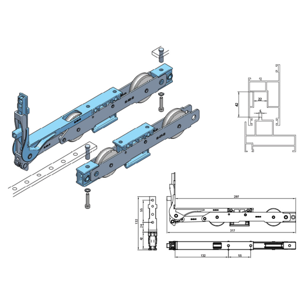 KIT CARROS PTH CORREDERA ELEVABLE