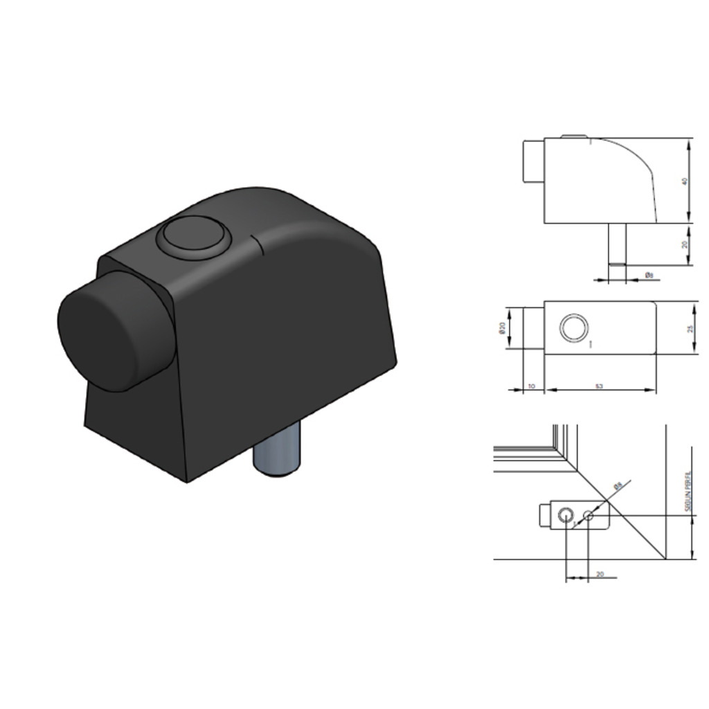 TOPE 90 CORREDERA ELEVABLE NEGRO  TOPE 90 CORREDERA ELEVABLE NEGRO
