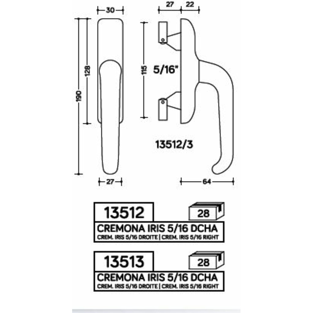 CREMONA SA 5/16 IRIS BLANCO DCH.  CREMONA SA 5/16 IRIS BLANCO DCH.
