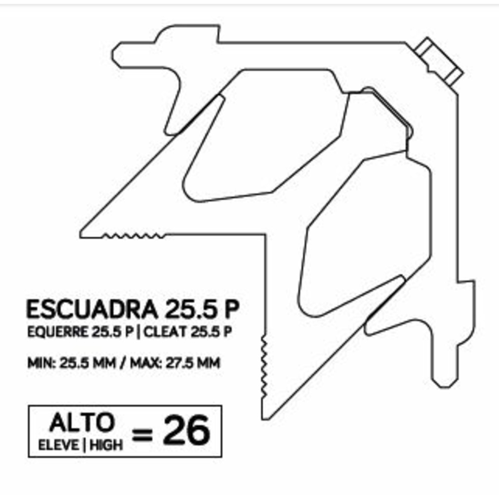 ESCUADRA VERTICE 25.5 P/23 D-150 AL18  ESCUADRA VERTICE 25.5 P/23 D-150 AL18