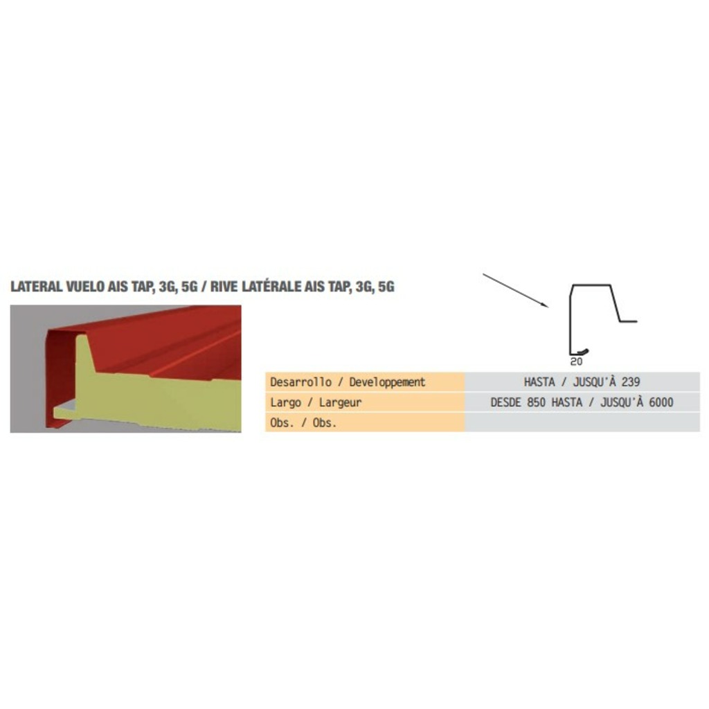 REMATE LATERAL VUELO CUBIERTA 30 (3ML)PRECIO MT  REMATE LATERAL VUELO CUBIERTA 30 (3ML)PRECIO MT
