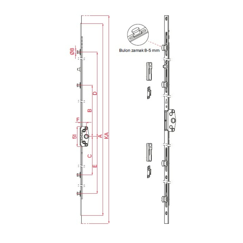 CREMONA CORREDERA REZE 15/1800-2000 4BULONES