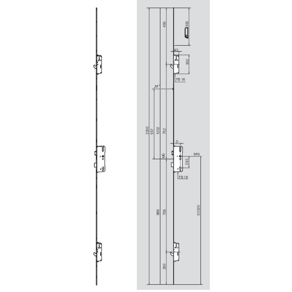 CERRADURA C600 2592P8 2200F3x16SIL 2CH 0203