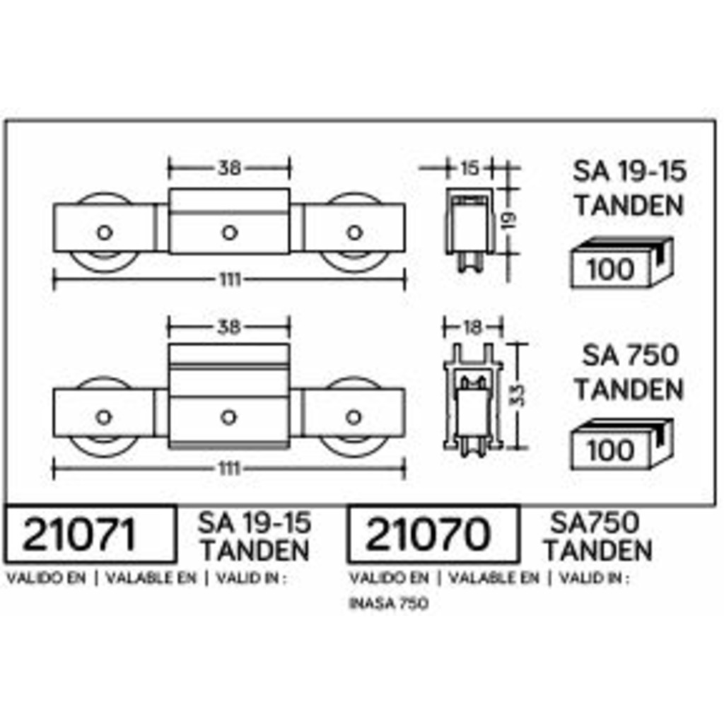 RUEDA TANDEM SA 750-6 MM
