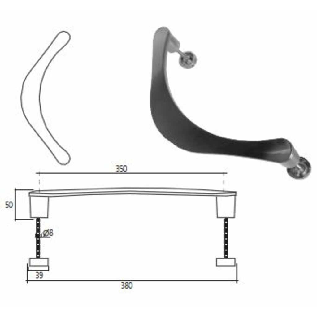 Tirador individual para puertas de aluminio estilo boomerang