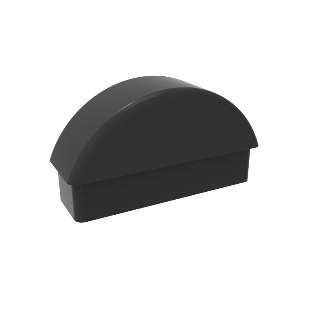 TAPA PLASTICO MEDIA LUNA 60x20 NEGRO  TAPA PLASTICO MEDIA LUNA 60x20 NEGRO